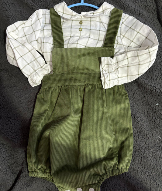 Khaki Green Cord Romper