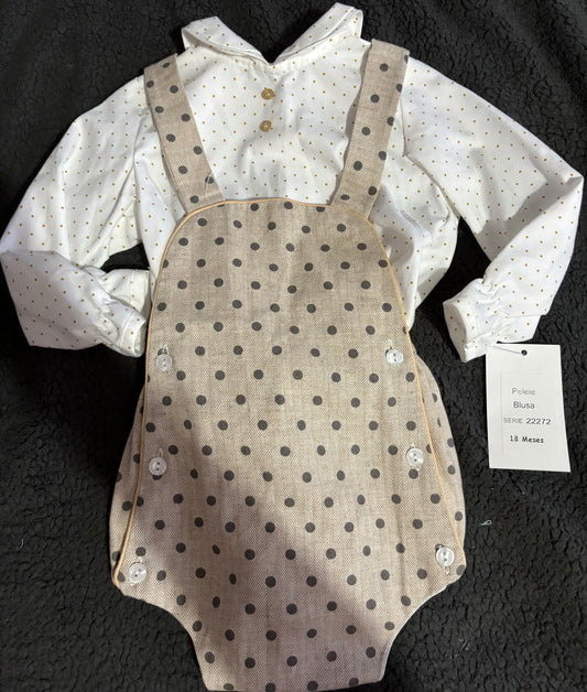 Beige Polka Romper